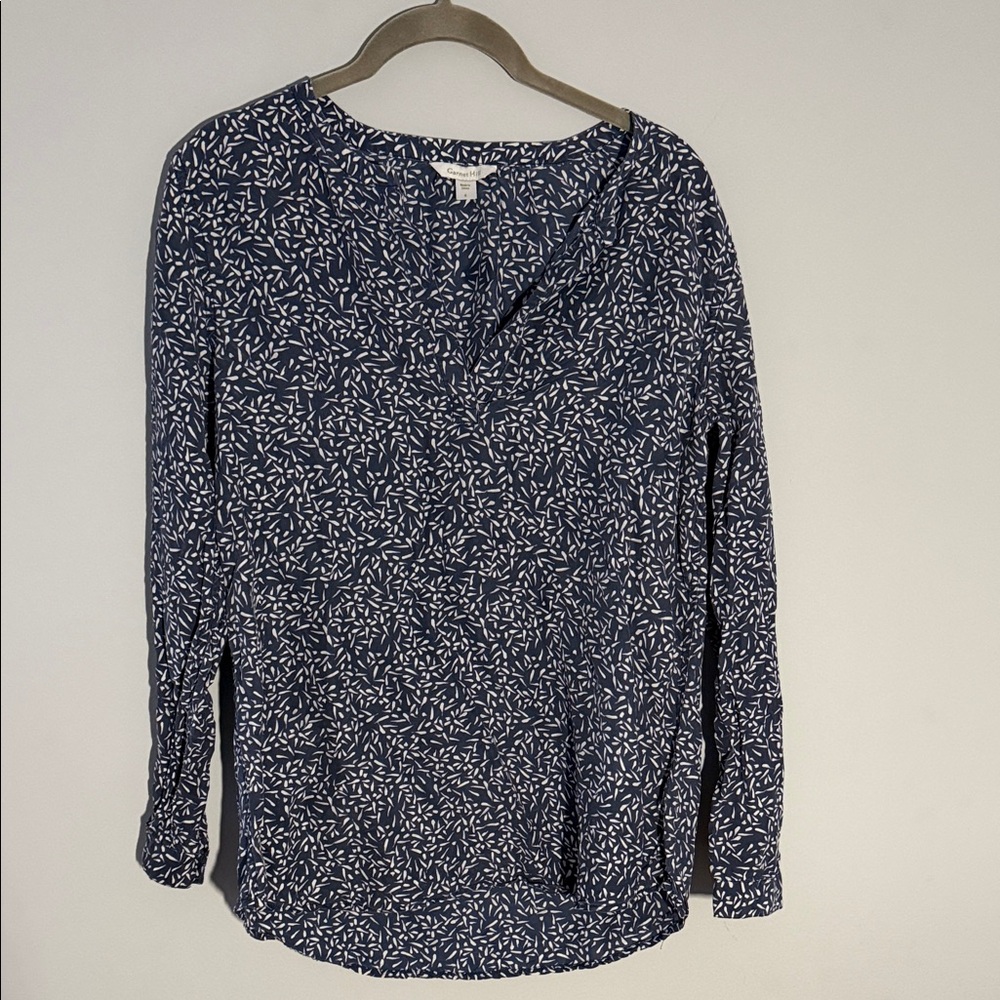 Garnet Hill Blue and White Patterned Blouse